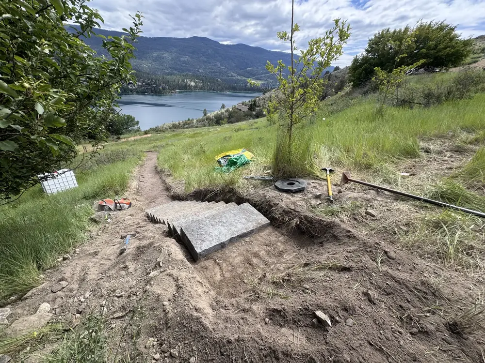 Prepared system area on a steep Shuswap lake property